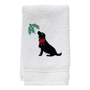 Holiday Black Lab Terry Guest Towel, Embroidered