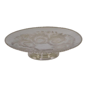 1980’s Vintage/New Silver Cake/Fruit Dish, Egg & Bead, Embossed