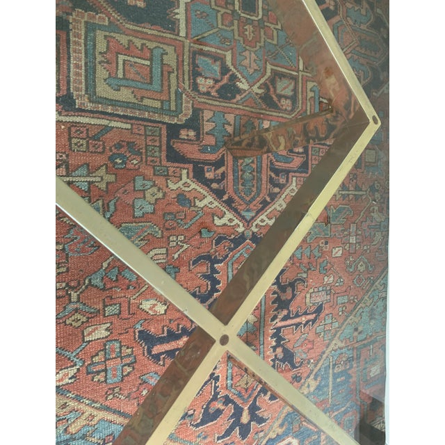 Hollywood Regency Milo Baughman, Thayer Coggin Brass Double X Coffee Table For Sale - Image 3 of 11