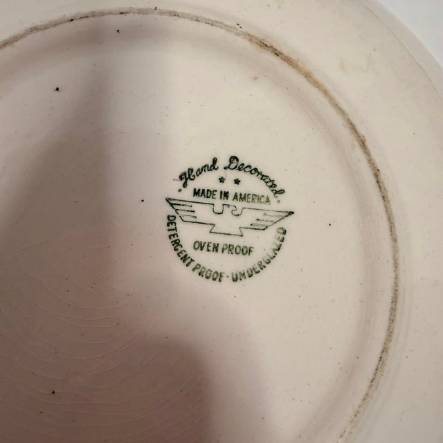 1950s Marcrest Swiss Alpine 1950 Vintage Mid Century Modern Retro Usa Floral Pasta Serving Bowl 10" For Sale - Image 5 of 8