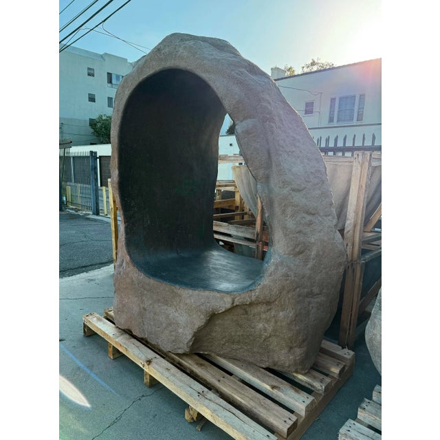 Vintage Giant Stone Boulder Hole Bench For Sale - Image 4 of 8