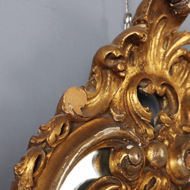 Carved and Gilded Wooden Mirror For Sale - Image 5 of 10
