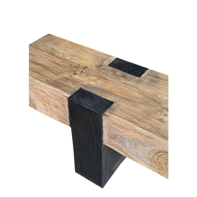 Long Sculptural Teak Wood Bench, Modern Organic, Stunning Wood Textures For Sale - Image 6 of 11