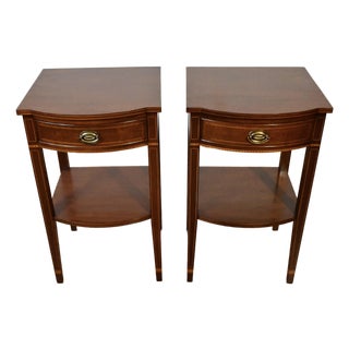 1940s Pair Biggs Virginia English Sheraton Mahogany Side Tables / End Tables For Sale