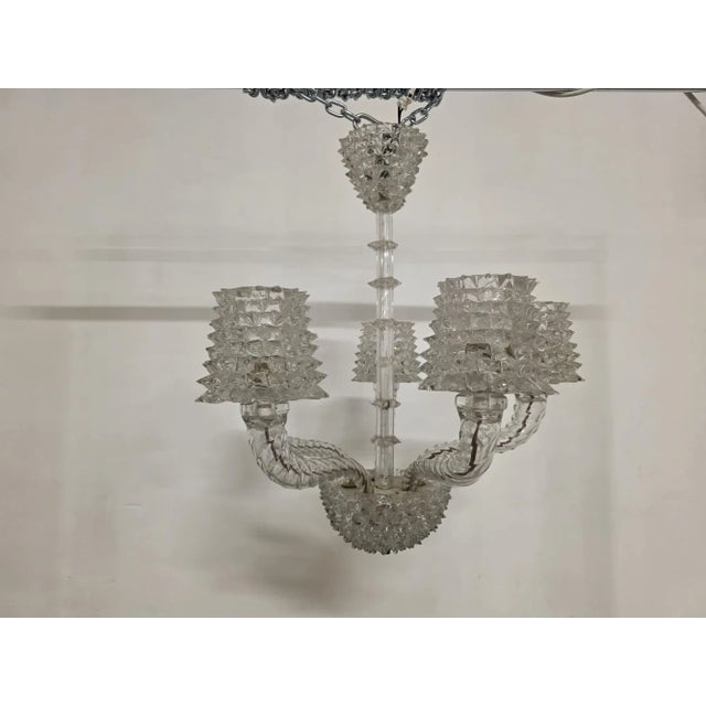 Rostrato 5-light chandelier by Barovier & Toso. Elegant 5-light chandelier. In Murano rostrato glass, from the 1940s....