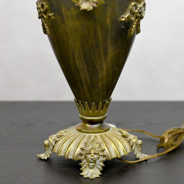 Victorian Converted Banquet Oil Lamp With Lion Motifs by the Meteor Lamp Company For Sale In Greensboro - Image 6 of 11