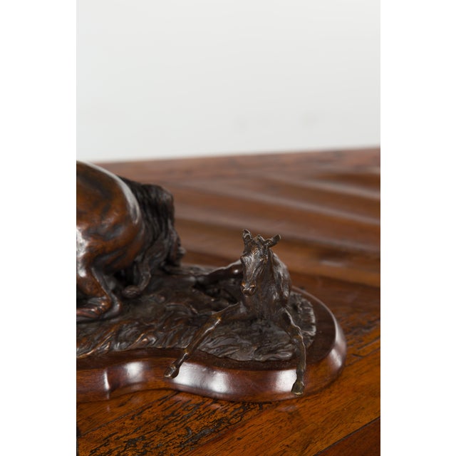 Signed Suzanne Fiedler Cast Bronze Sculpture of a Mare and Her Foal Dated 1974 For Sale In Atlanta - Image 6 of 11