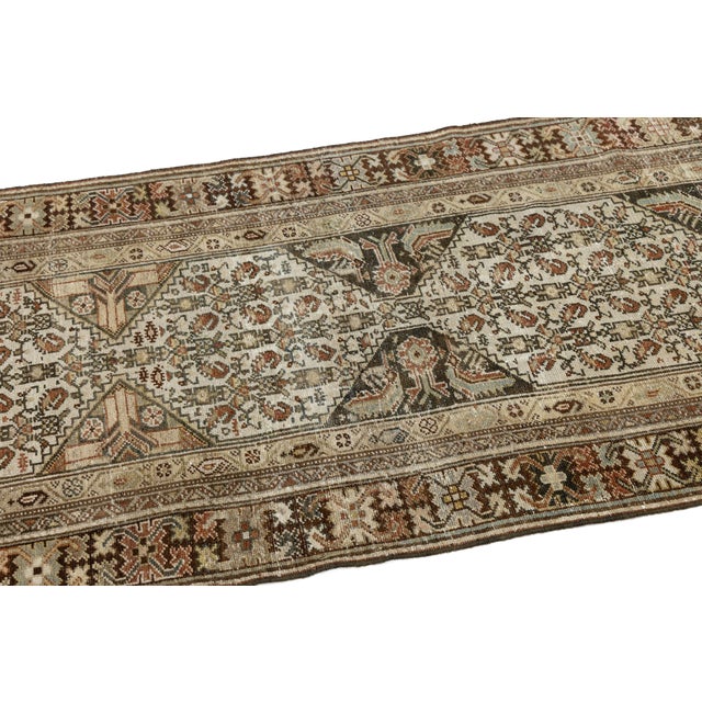 Textile Antique Malayer Wool Runner With Geometric Medallion Lattice For Sale - Image 7 of 9
