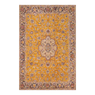 Shabby Chic Vintage 1990's Orange/Blue Wool Rug - 9'11'' X 12'6'' For Sale