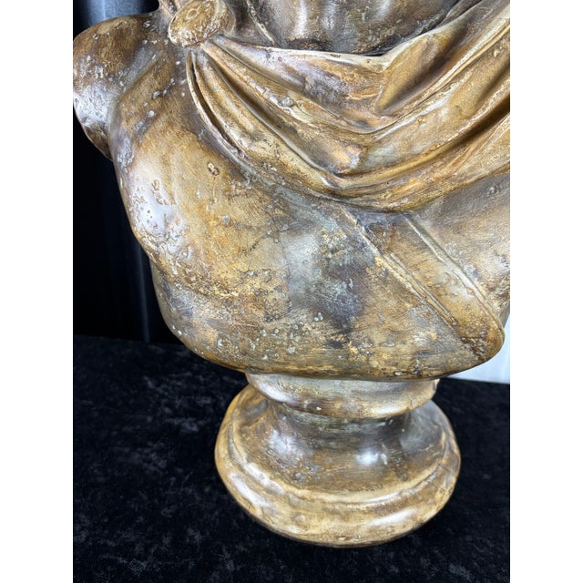 Bronze 24" Mid-Century Italian Basco "Attila's Antiquity" Patinated Chalkware Bust of Apollo Belvedere For Sale - Image 8 of 11