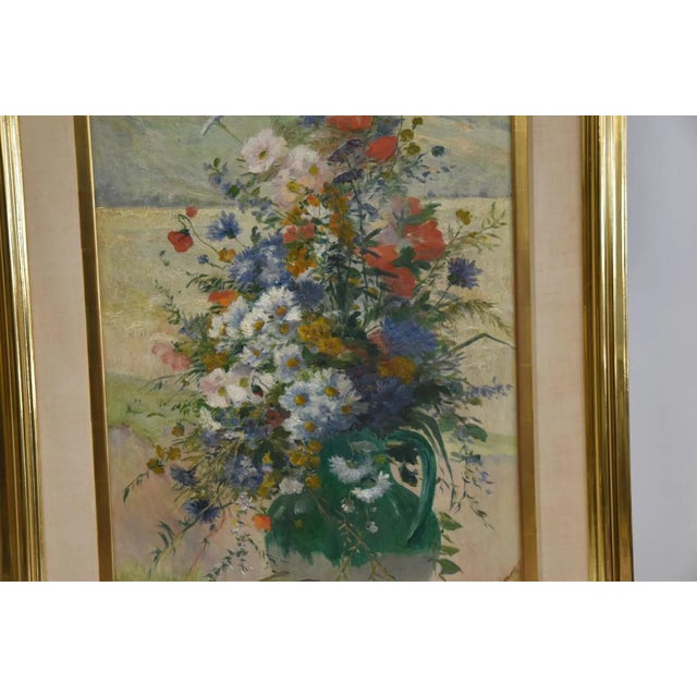 Red Eugene Henri Cauchois , Flower Study Oil Painting For Sale - Image 8 of 11