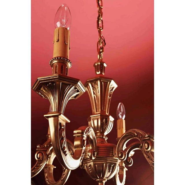 6-Arm Chandelier with Floral Decoration For Sale - Image 3 of 4