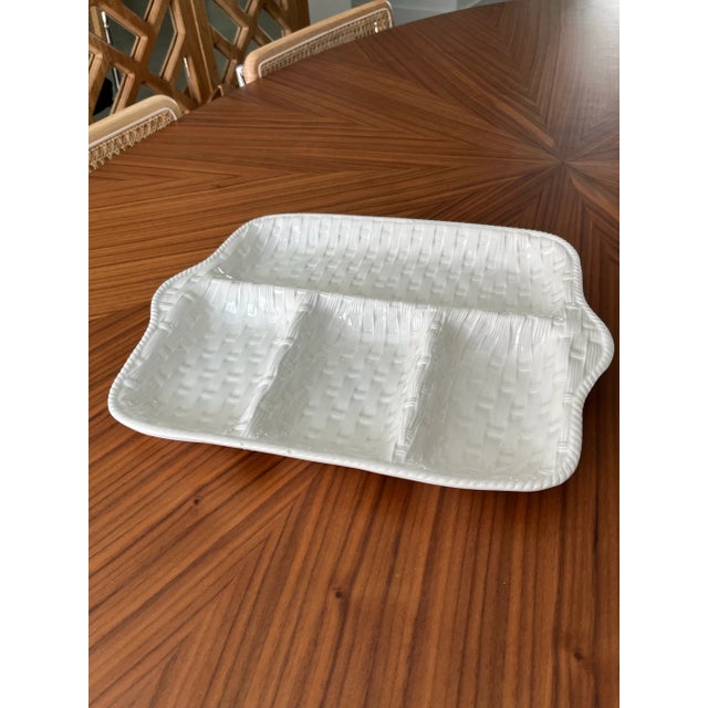 Late 20th Century Late 20th Century Italian Ceramic Basketweave Olive Dish For Sale - Image 5 of 10