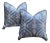 New Blue and White Embroidered Damask Throw Pillows 22in. X 22in. - a Pair For Sale