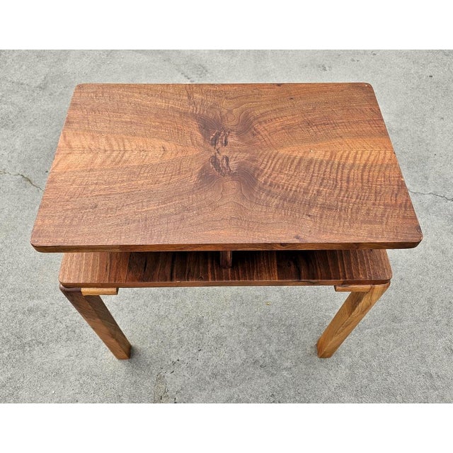 Brown Art Deco Rectangular Two-Tier Walnut Side Table, Austria, 1930s For Sale - Image 8 of 13