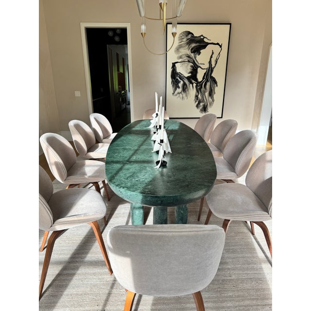Metal Custom Mgo Stone Classics Green Glazed Lava Stone Oval Dining Table, 106" For Sale - Image 7 of 9