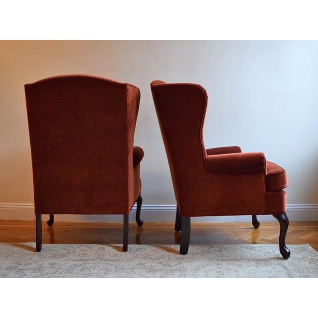 Vintage Velvet Wingback Chairs With Ottoman- 3 Pieces | Chairish