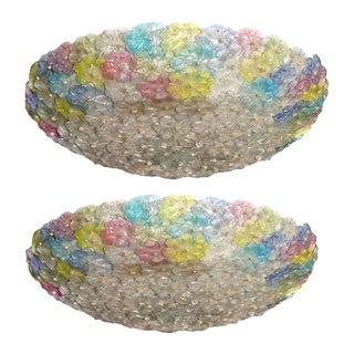 Multi-Color Venetian Flower Glass Ceiling Light from Barovier & Toso For Sale