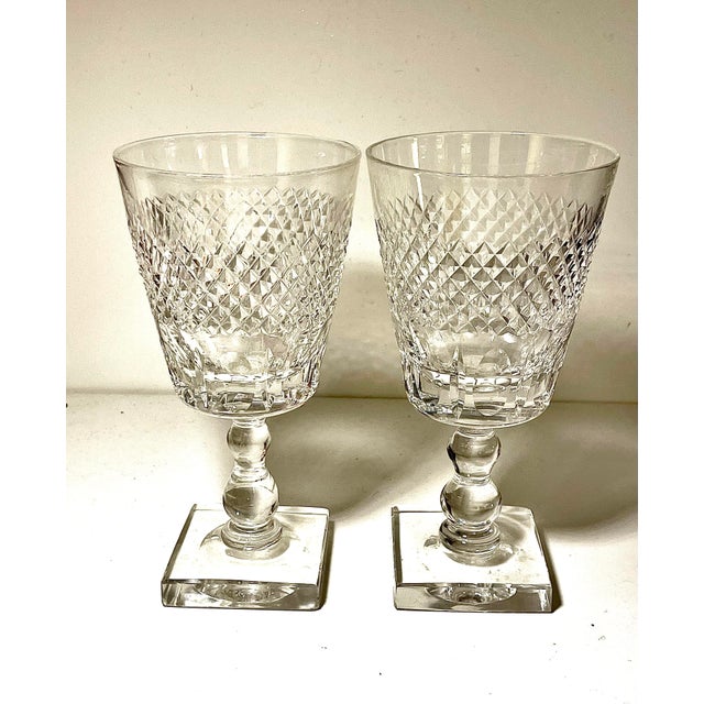 These large oversized Regency 19th Century cut crystal glasses stun with a square foot, large bucket shaped bowl, and...