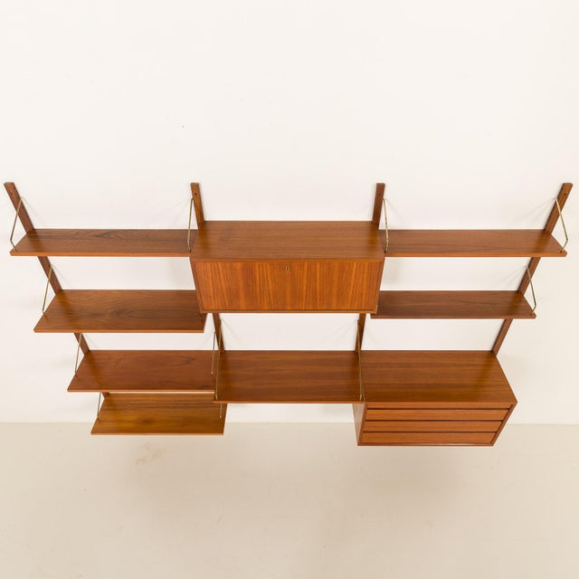 Brown Vintage Teak Wall Unit with Desk by Poul Cadovius for Cado, 1960s For Sale - Image 8 of 18