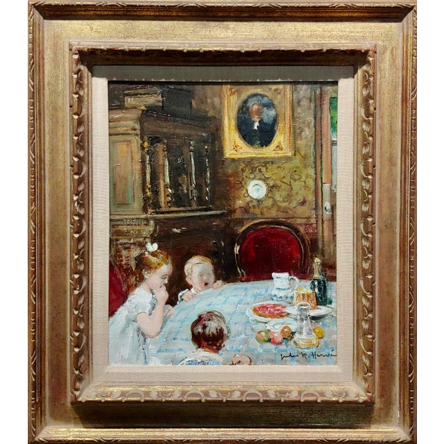 Jules Rene Herve -Children at the Breakfast Table - Oil Painting For Sale - Image 12 of 12