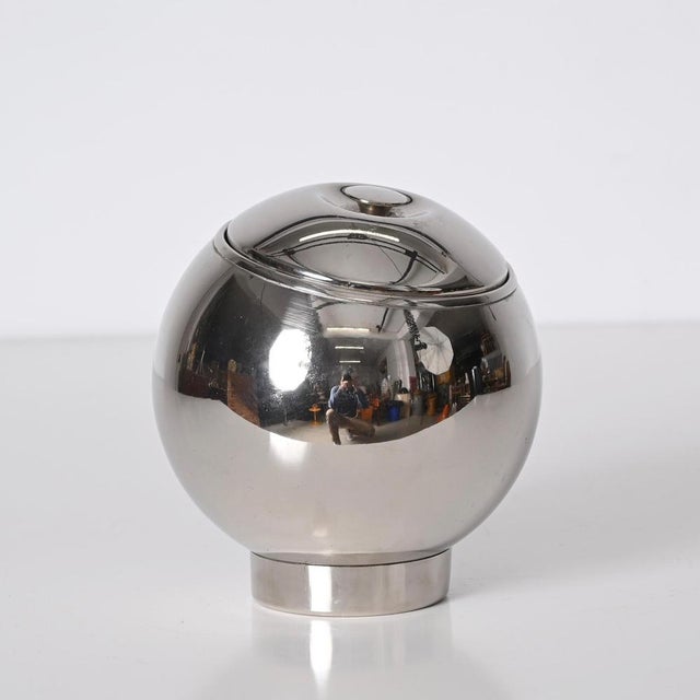 Italian Round Ice Bucket in Chrome by Aldo Tura, Italy, 1970s For Sale - Image 13 of 15