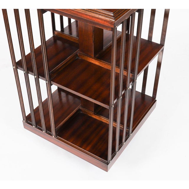 Wood Vintage Inlaid Mahogany Revolving Bookcase, 1980s For Sale - Image 7 of 11