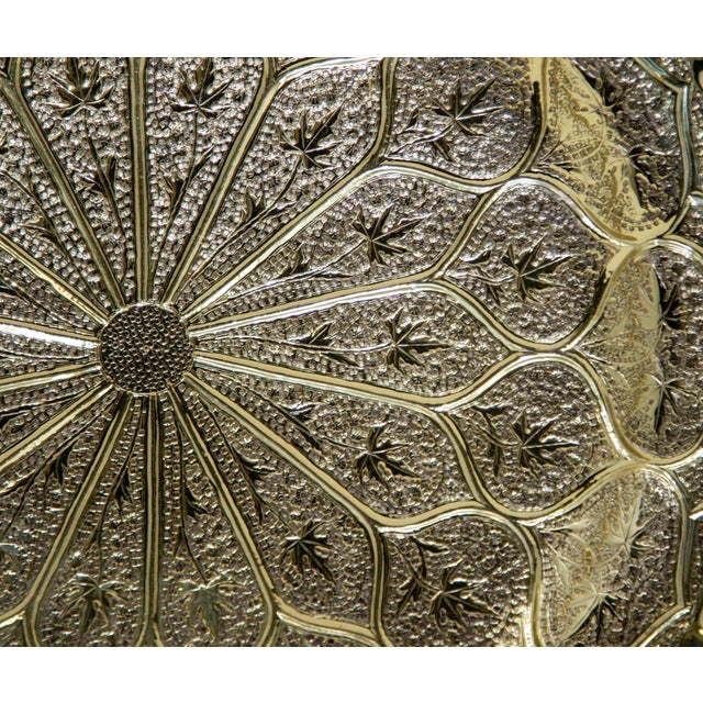 Brass Moroccan Brass Tray Moorish Islamic Metalwork 13 Inches Diameter For Sale - Image 8 of 12