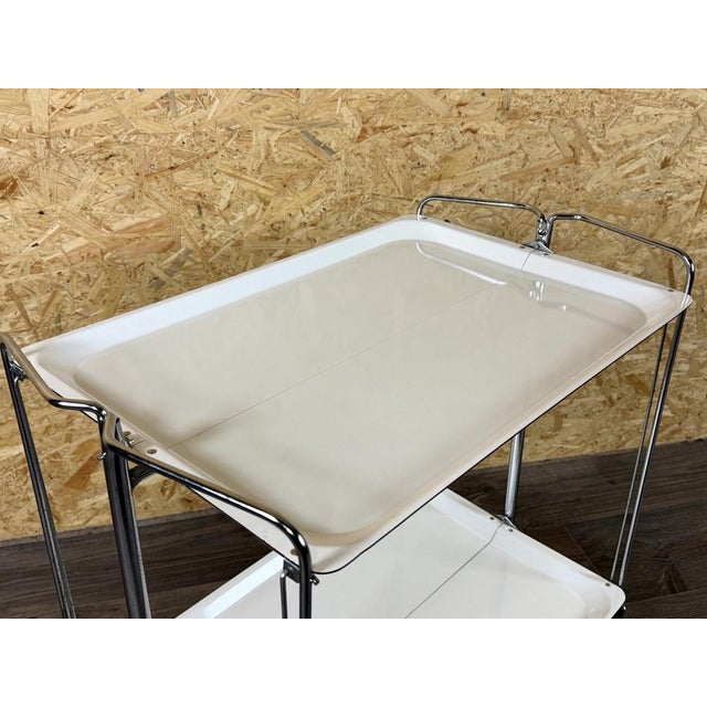 Metal Space Age Chrome and White Serving Trolley, 1960s-1970s For Sale - Image 7 of 17