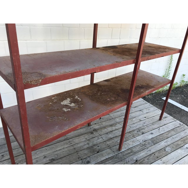 Large Industrial Style Metal Workshop Shelf, 1950s For Sale - Image 4 of 11