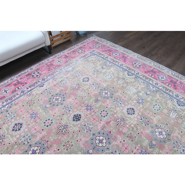 1970s Vintage Persian Handmade Wool Cotton Light Tan Area Rug For Sale In San Francisco - Image 6 of 11
