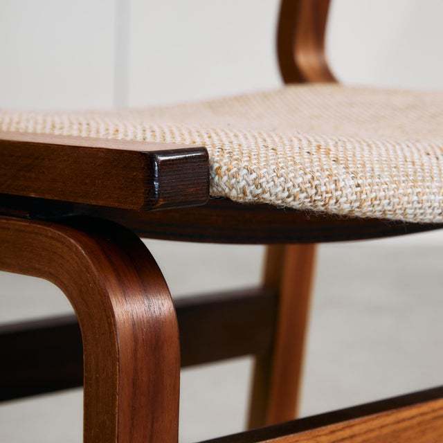 Mid-Century Bentwood Chair Set in Stained Beech with Wool Upholstery, Set of 4 For Sale - Image 12 of 18