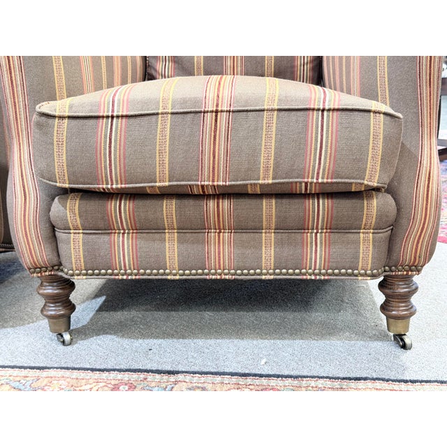 Pair of Late 20th Century Wesley Hall Hartwell Striped Lounge Chairs For Sale In New York - Image 6 of 10