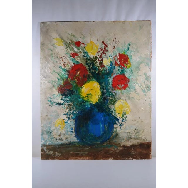 Nubar Bedrossian (1926-1992) "Still life with bouquet" Oil on panel, signed lower left. 31.9 x 25.6 in