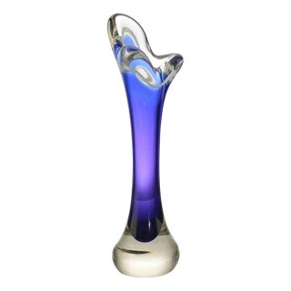 Vintage Blue Glass Vase, Italy, 1970s For Sale