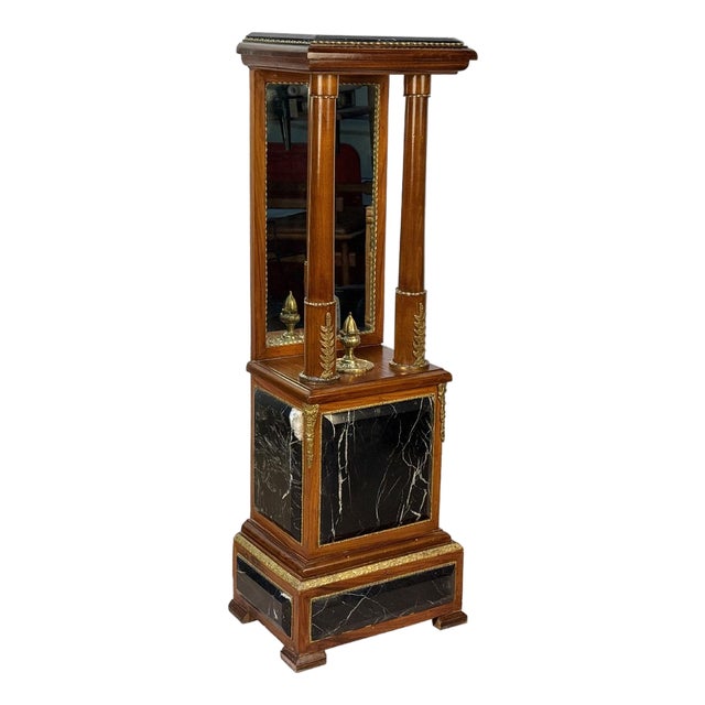 Antique French Rococo Empire Marble Top Plant Stand Pedestal Table For Sale