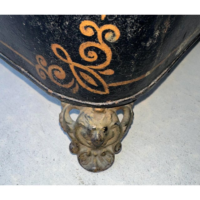 Black Antique 19th Century French Hand Painted Fireplace Coal Scuttle For Sale - Image 8 of 12