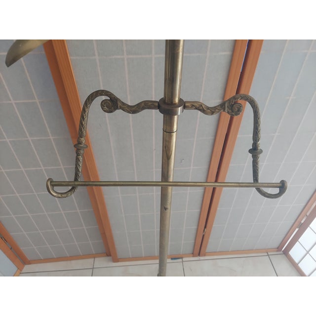 Metal Vintage Art Deco Brass Gentleman's Valey Stand With Cannon Ball 1950's- 1960's Garment Rack. For Sale - Image 7 of 14