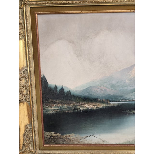 Blue Mid 20th Century Gorgeous Original Oil Landscape Painting in the Style of the Hudson River Schools For Sale - Image 8 of 11