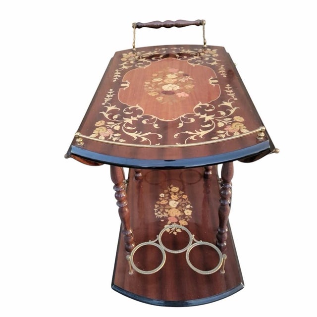 Vintage Italian Marquetry Two Tier Drop-Leaf Dessert/Bar Cart Trolley Impress your guests with this spectacular Hollywood...