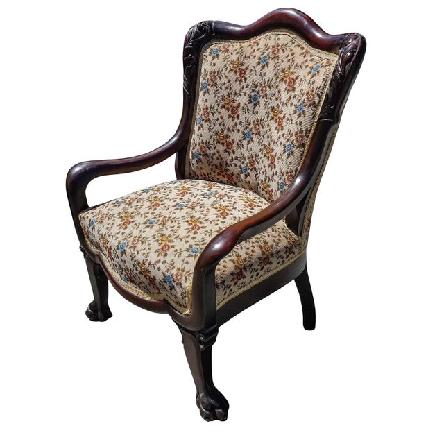 Brown Antique Attributed to R.J Horner Mahogany Parlor Set Victorian Carved Settee & 4 Armchair For Sale - Image 8 of 13