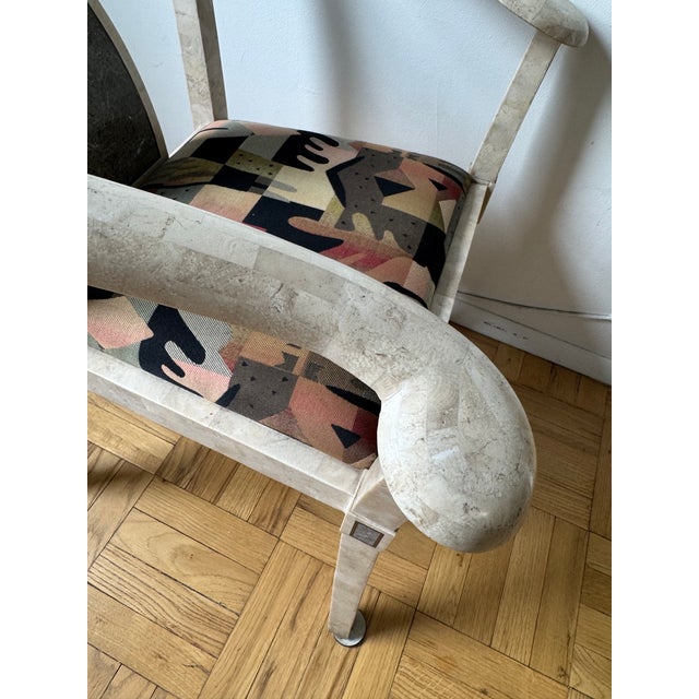 1980's Vintage Tessellated Stone Flared Arm Chair For Sale In New York - Image 6 of 15