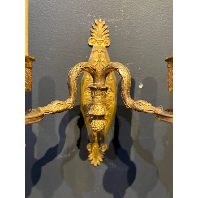 19th Century French Empire Swan Heads Sconces - a Pair For Sale - Image 4 of 7