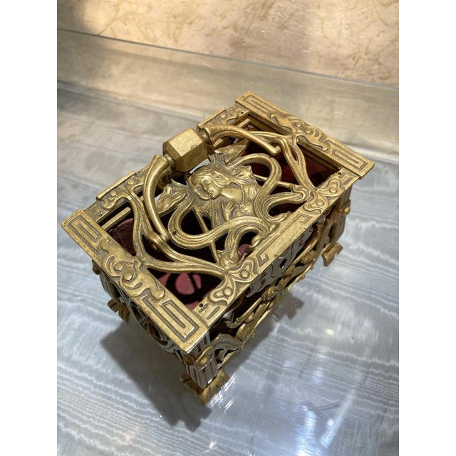 19th Century French Art Nouveau Pierced Gilt Bronze Jewelry Box For Sale - Image 10 of 15