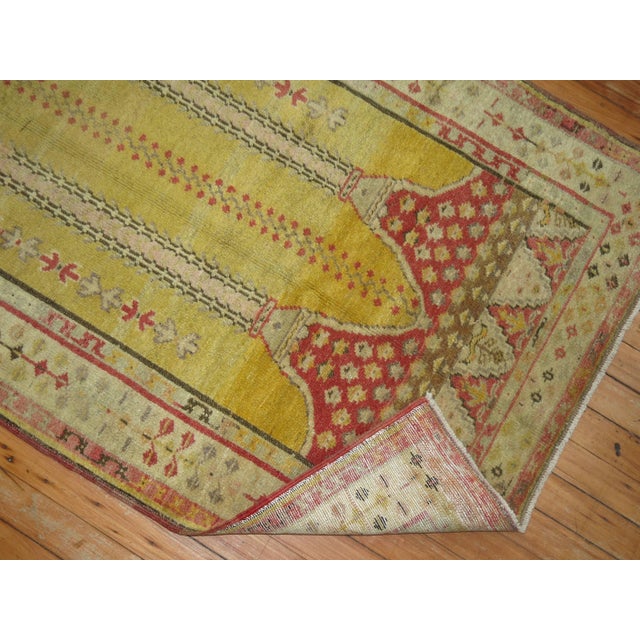 Early 20th Century Antique Turkish Yellow Prayer Scrolle Niche Rug For Sale - Image 4 of 6