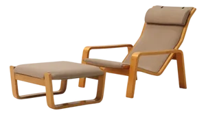 Set of Pulkka Lounge Chair with Ottoman by Ilmari Lappalainen for Asko, 1980s