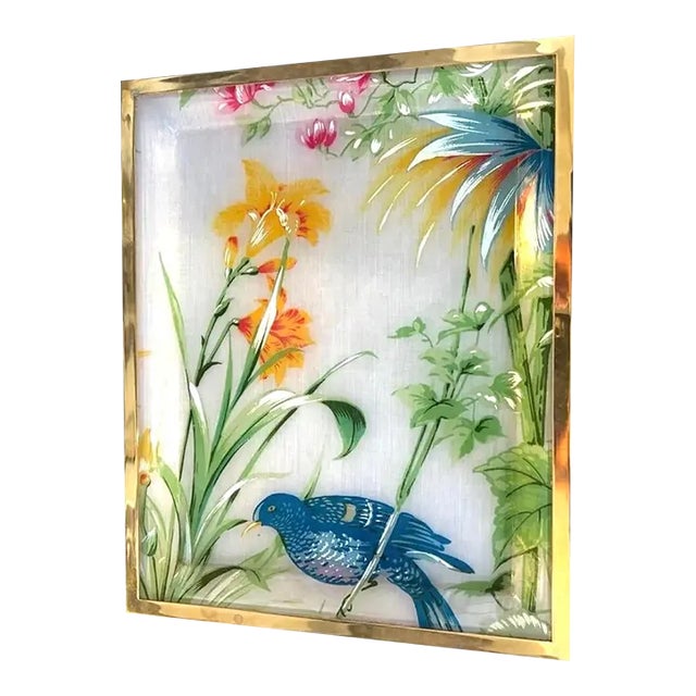 1970's Italian Lucite Brass Large Tray For Sale