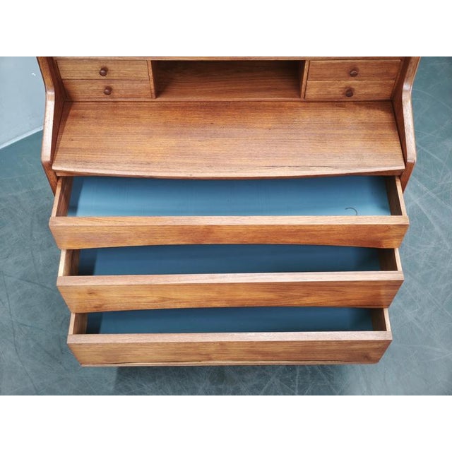 Danish Modern Teak Secretary Writing Desk with Drawers, 1960s For Sale - Image 11 of 18