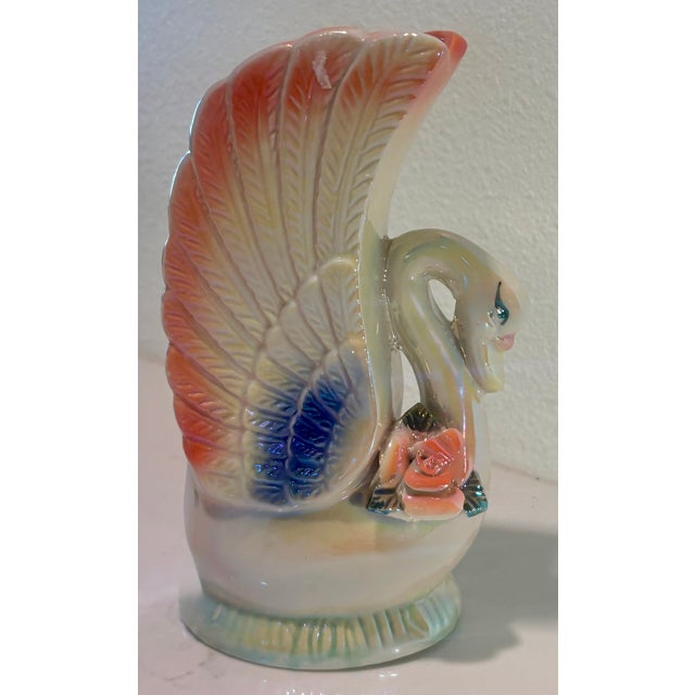 Vintage Lusterware Swan Shaped Vase For Sale In Palm Springs - Image 6 of 8