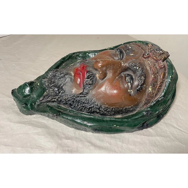 Antique Lifesize Arabian Man Painted Plaster Wall Sculpture Figure Sculpture For Sale - Image 4 of 11